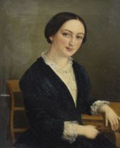 19th century oil on canvas portrait of a lady in original Empire frame, Germany, 1st half 19th centu