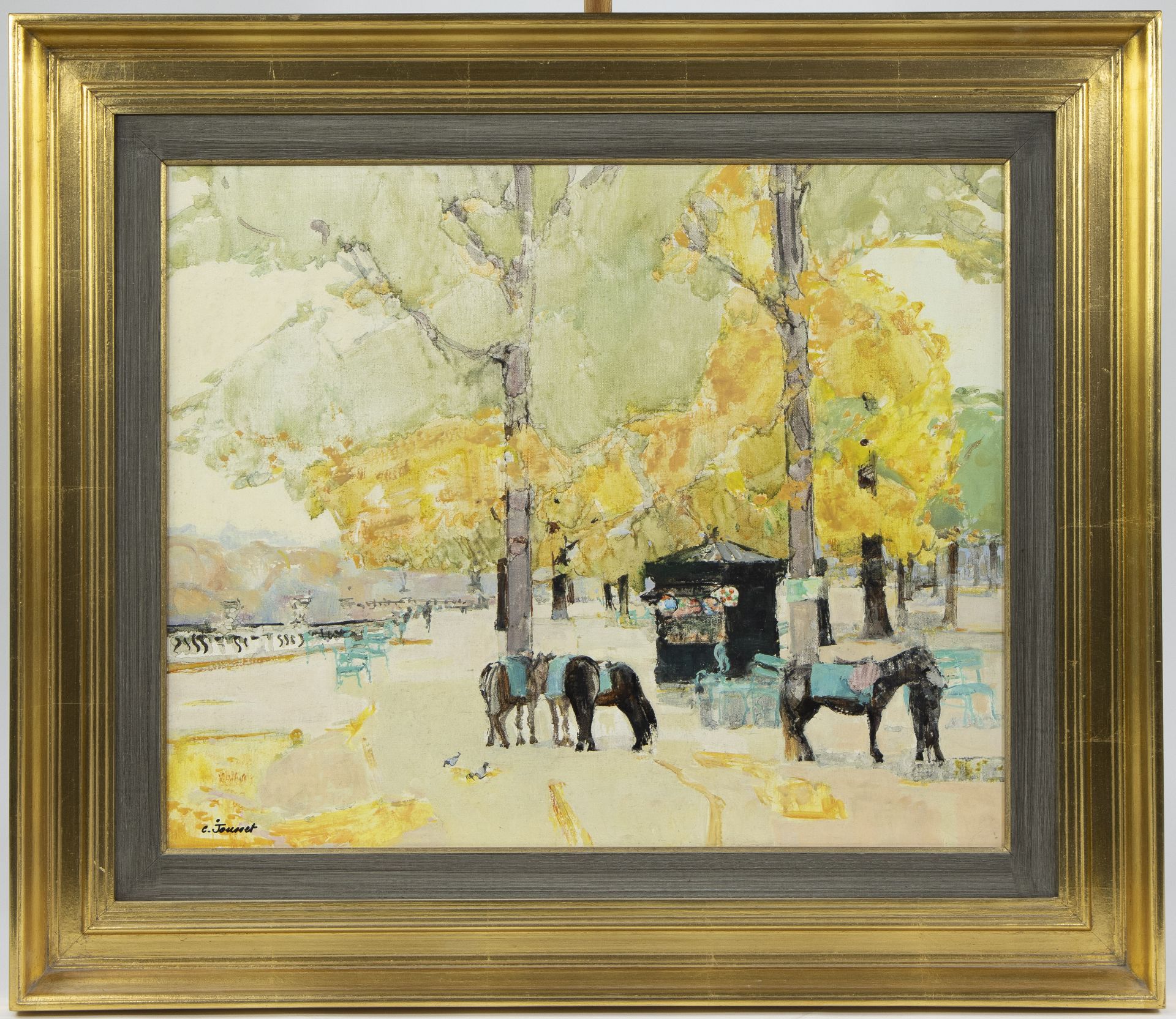 Claude JOUSSET (1935), oil on canvas Jardin du Luxembourg en automne, signed - Image 2 of 4