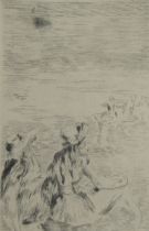 Etching On the beach, signed in the plate Renoir