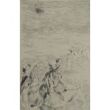 Etching On the beach, signed in the plate Renoir