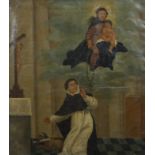 19th century naive religious art, oil on canvas double-sided