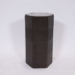 De Sede brown leather hexagonal pedestal with smoked glass mirror DS47 series, 1970s, made in Switze