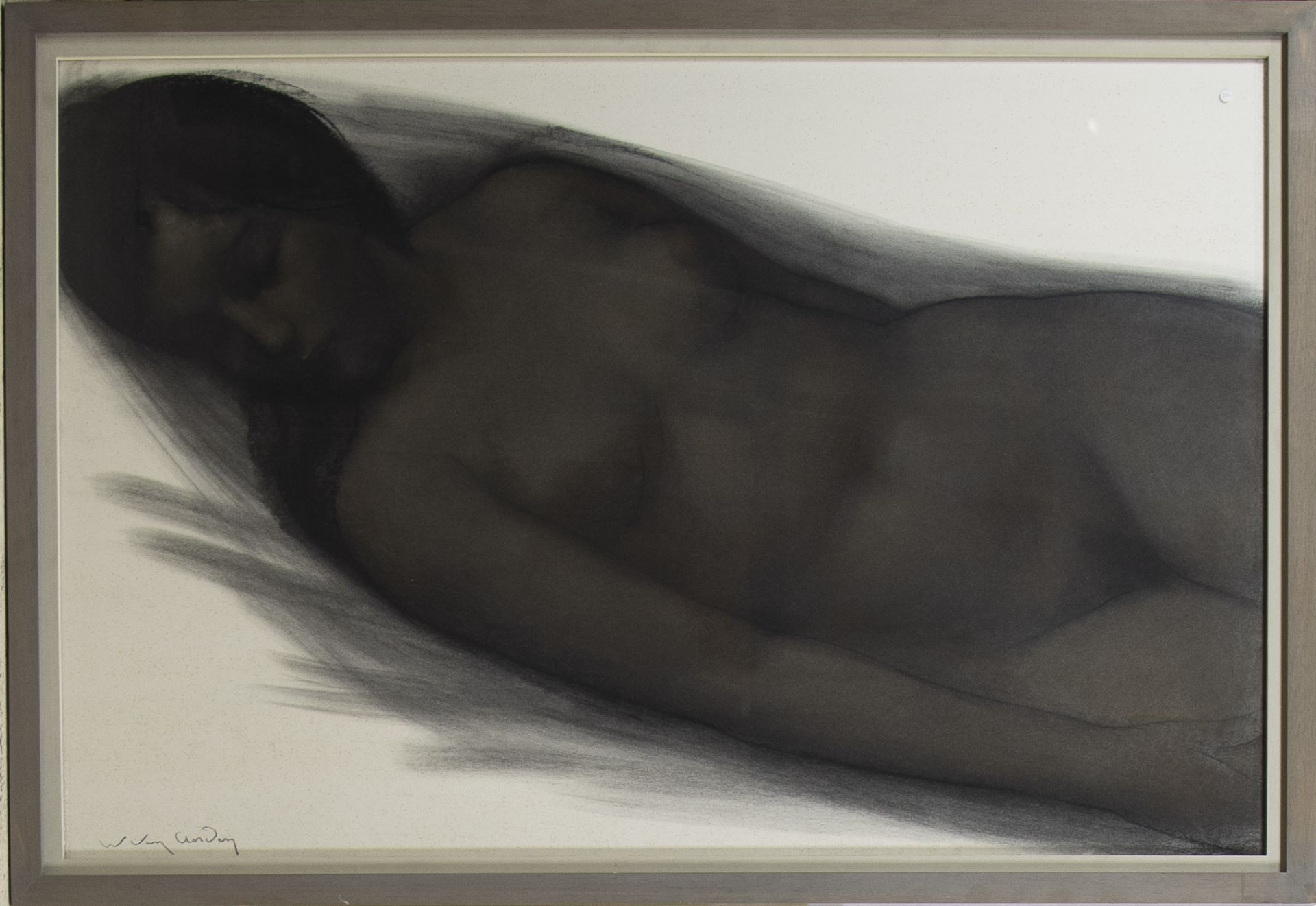 Willem AERDEN VAN (1912-?), charcoal Reclining nude, signed - Bild 2 aus 3