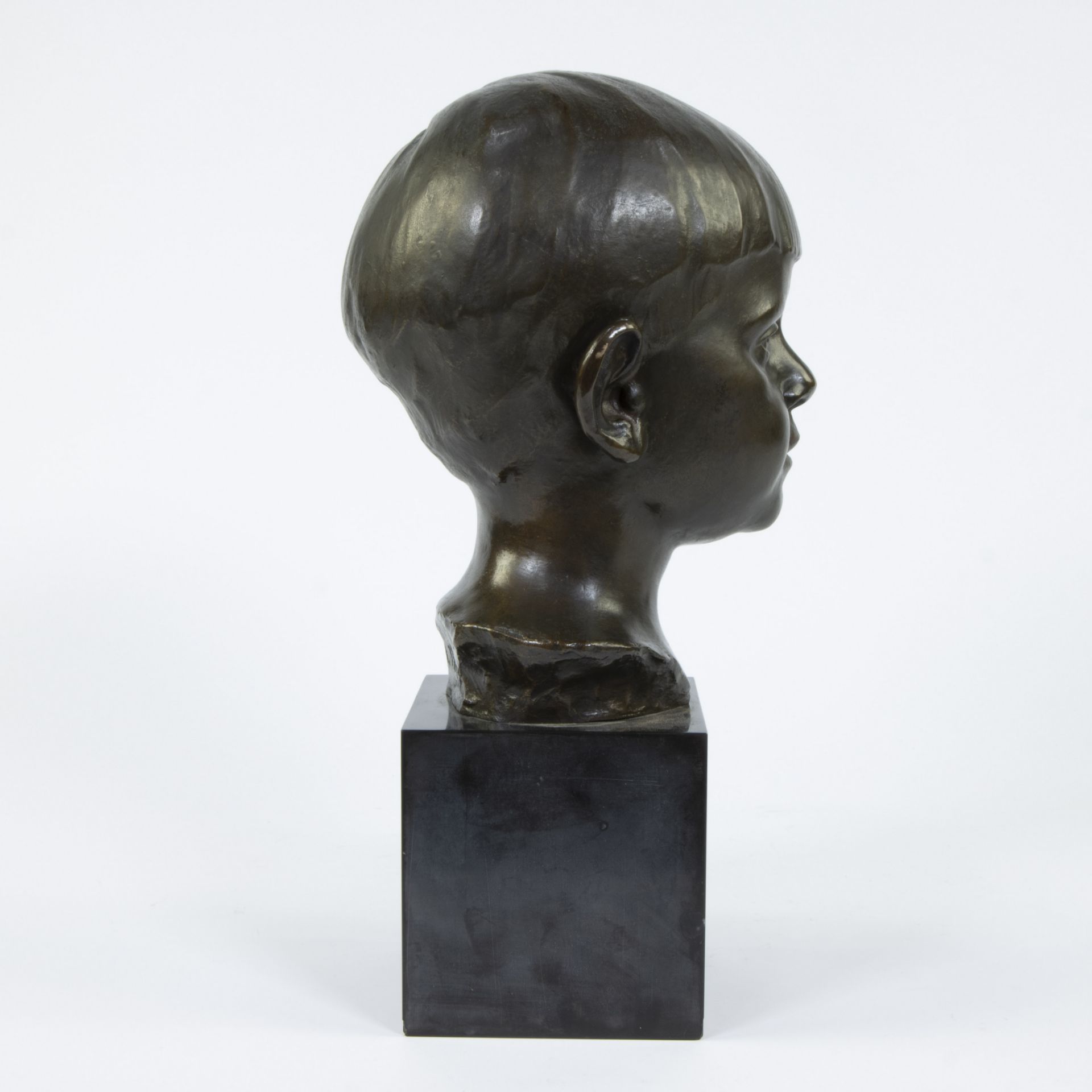 Henri THIERY (1875-1941), bronze head of a boy, signed - Image 4 of 5