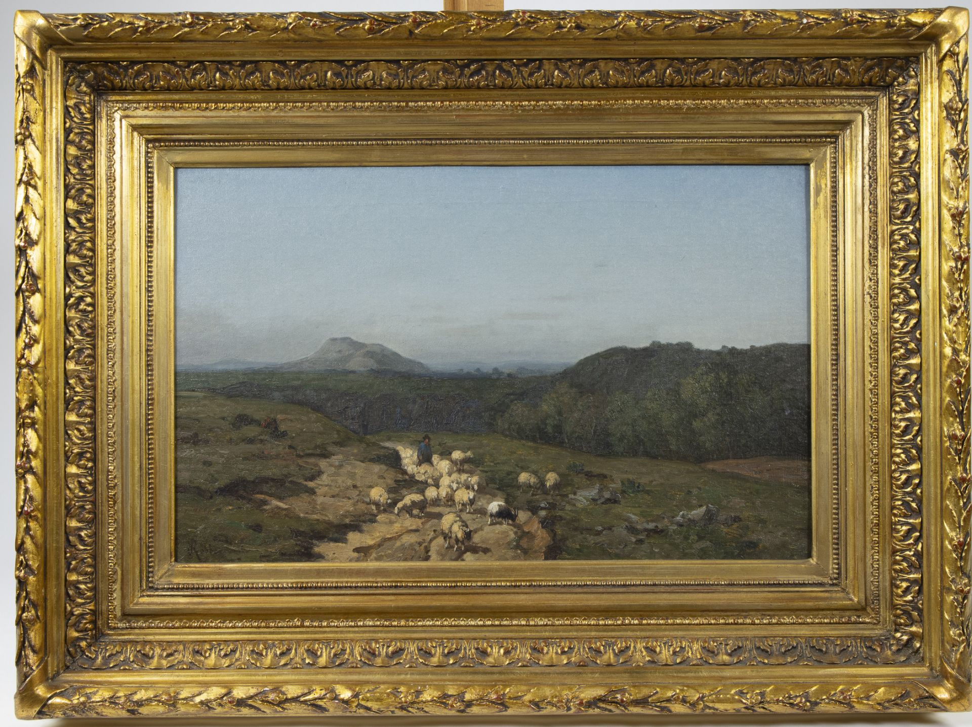 Louis ROBBE (1806-1887), oil on canvas Flock of sheep with shepherd, signed - Bild 2 aus 4