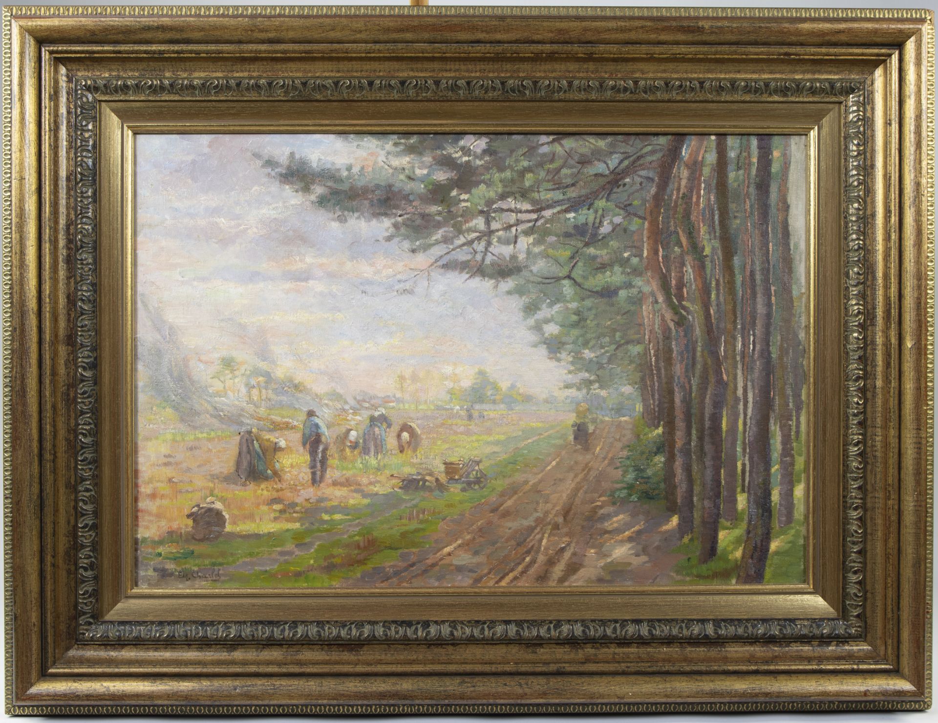 Emile CHARLET (1851-1910), oil on canvas Sunny field, signed - Bild 2 aus 4