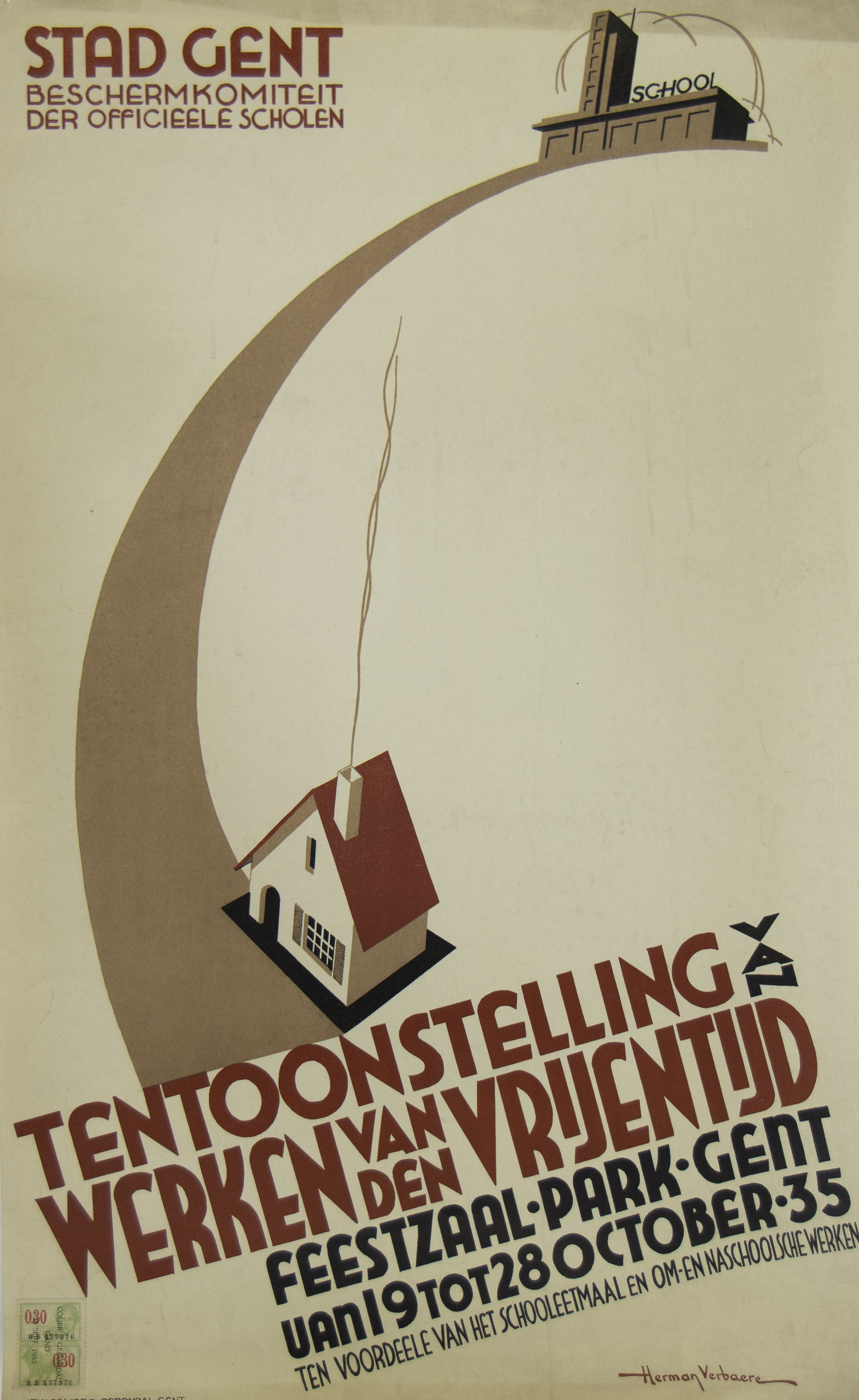 Collection of posters of Urban Education 1930s design Herman Verbaere - Bild 4 aus 8