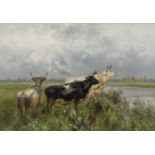 Xavier DE COCK (1818-1896), oil on canvas Vaches au bord de la Lys (1891), signed and dated 1891