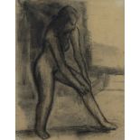 Constant PERMEKE (1886-1952), charcoal drawing of a standing nude, signed