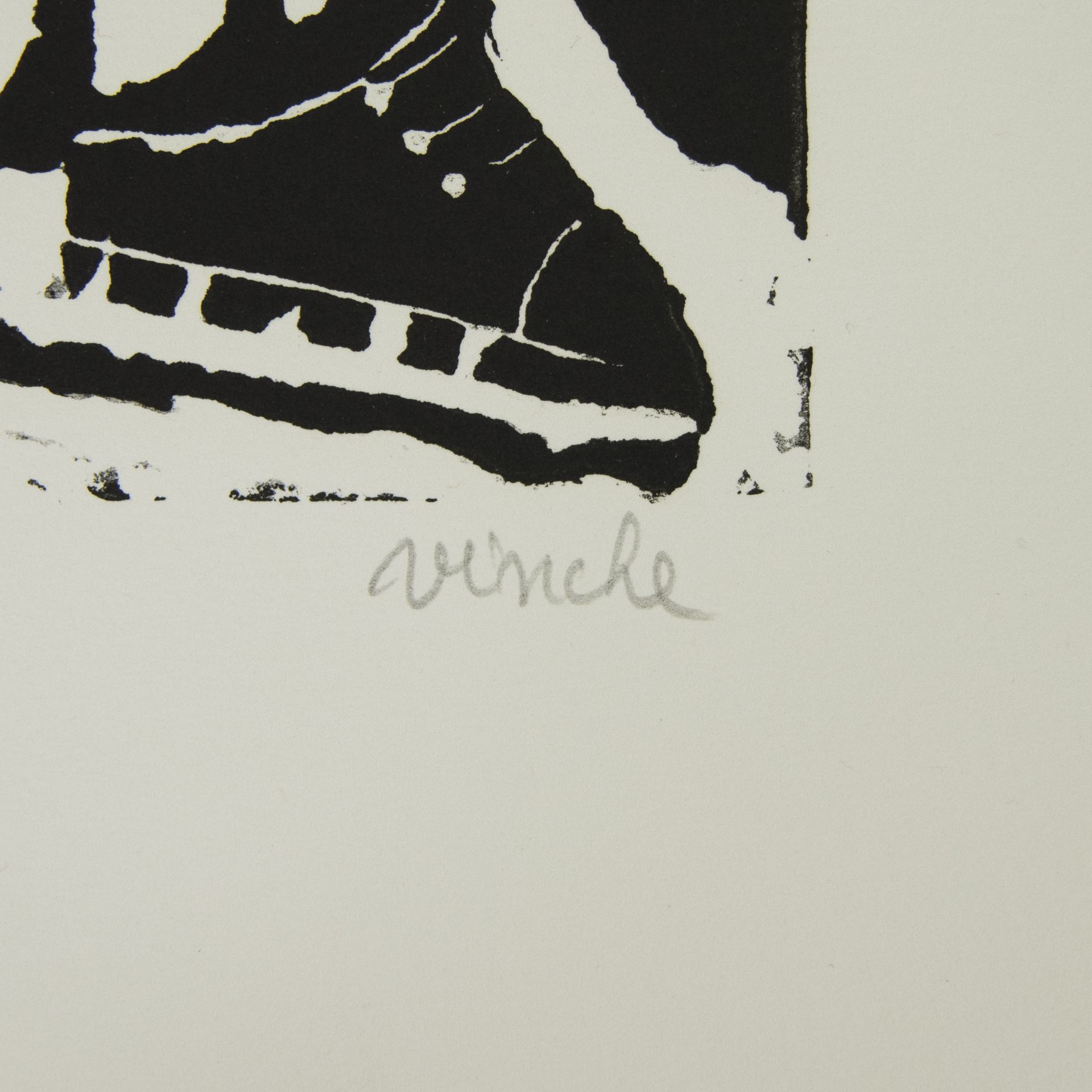 Lionel VINCHE (1936), linocut Flute player, numbered 57/70 and signed - Image 3 of 4