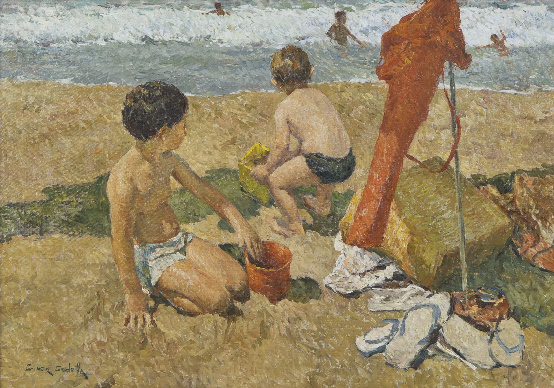 Javier GINER BUENO (1942), oil on canvas Beach scene, signed