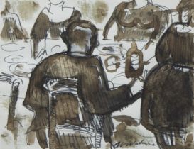 Henri Victor WOLVENS (1896-1977), watercolour At table, signed