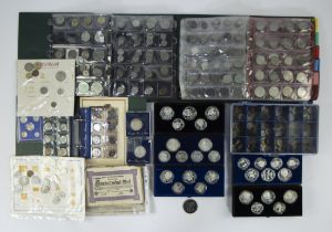 Large collection of coins and banknotes