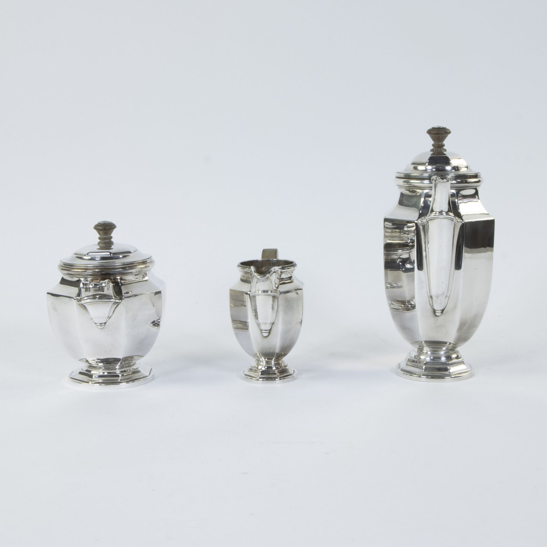 Christofle Art Deco silver-plated coffee service with wooden handles, markedt - Image 3 of 6
