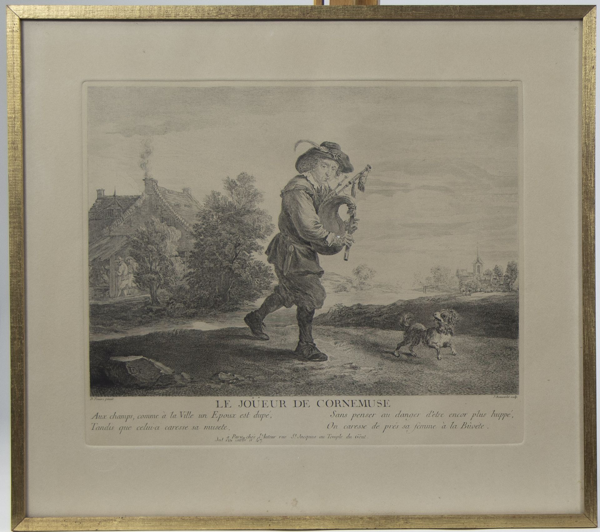 4 engravings after David Teniers, 'Le joueur de cornemuse' and 'Vue de Flandre' (3) by Jacques Firmi - Bild 6 aus 9
