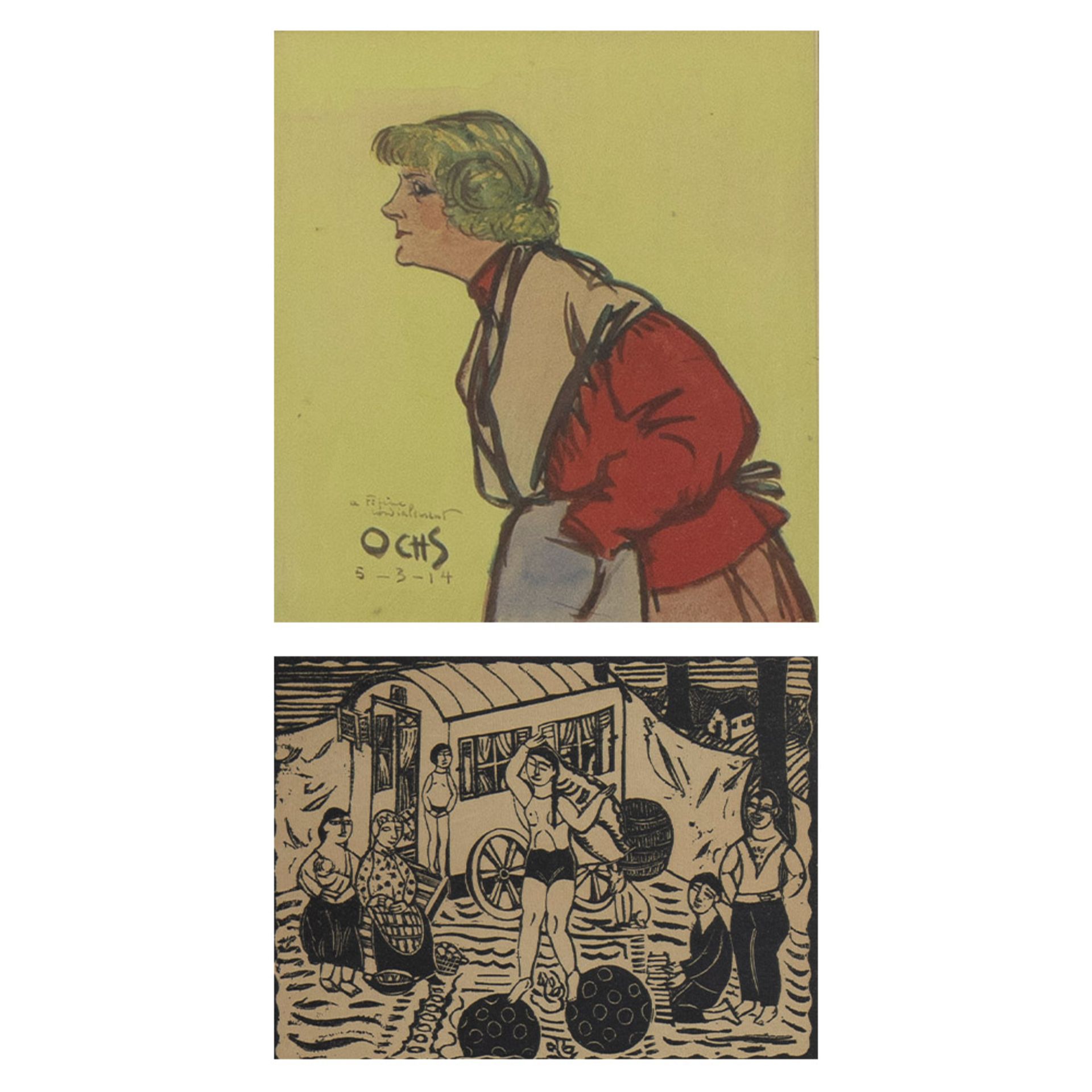 Edgard TYTGAT (1879-1957), woodcut La fortune de la roulotte, numbered 272/450 and signed in the pla