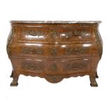 Chest of drawers style Louis XV with marble top and bronze fittings