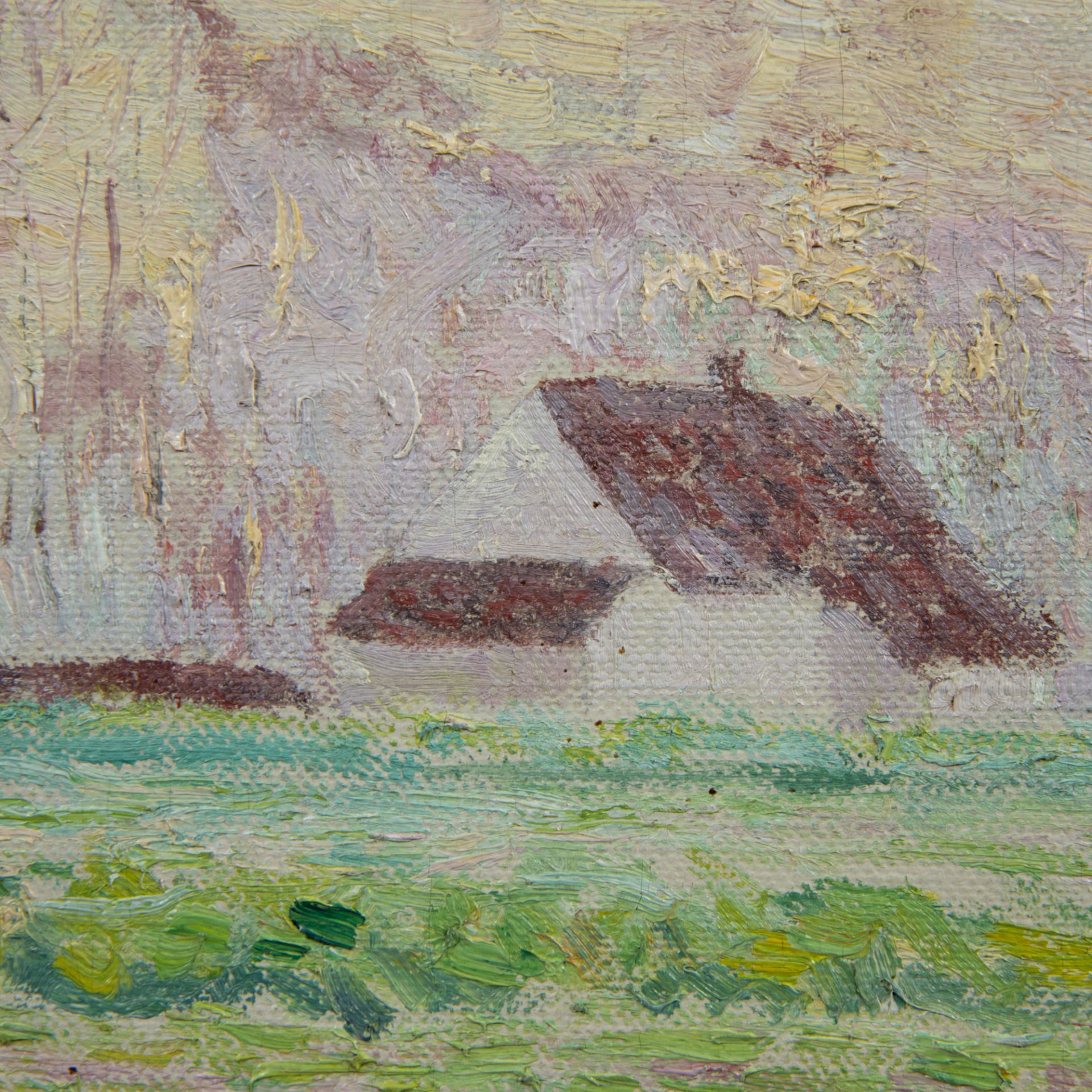 Anna DE WEERT (1867-1950), oil on canvas Landscape with haystacks, signed - Bild 5 aus 7