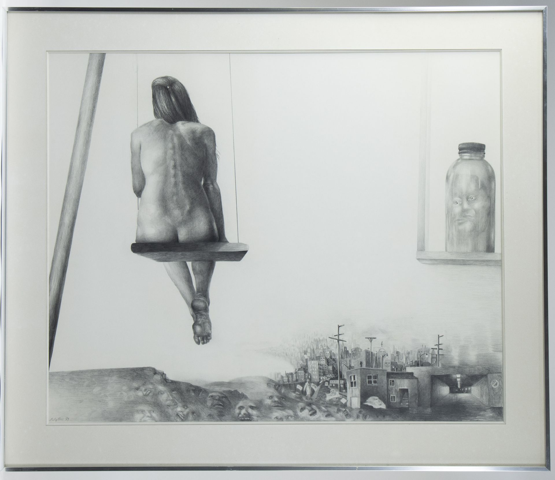 Laurie LIPTON (1953), pencil drawing Nude on swing, signed and dated '79 - Bild 2 aus 3