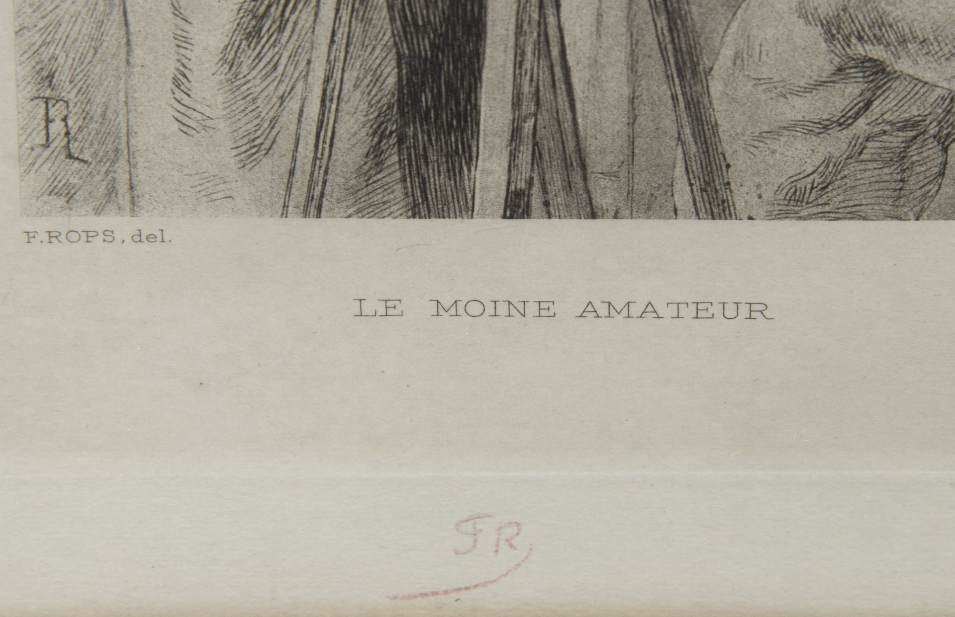Félicien ROPS (1833-1898), lithograph Le moine amateur, monogrammed in the plate and monogrammed in - Bild 3 aus 3