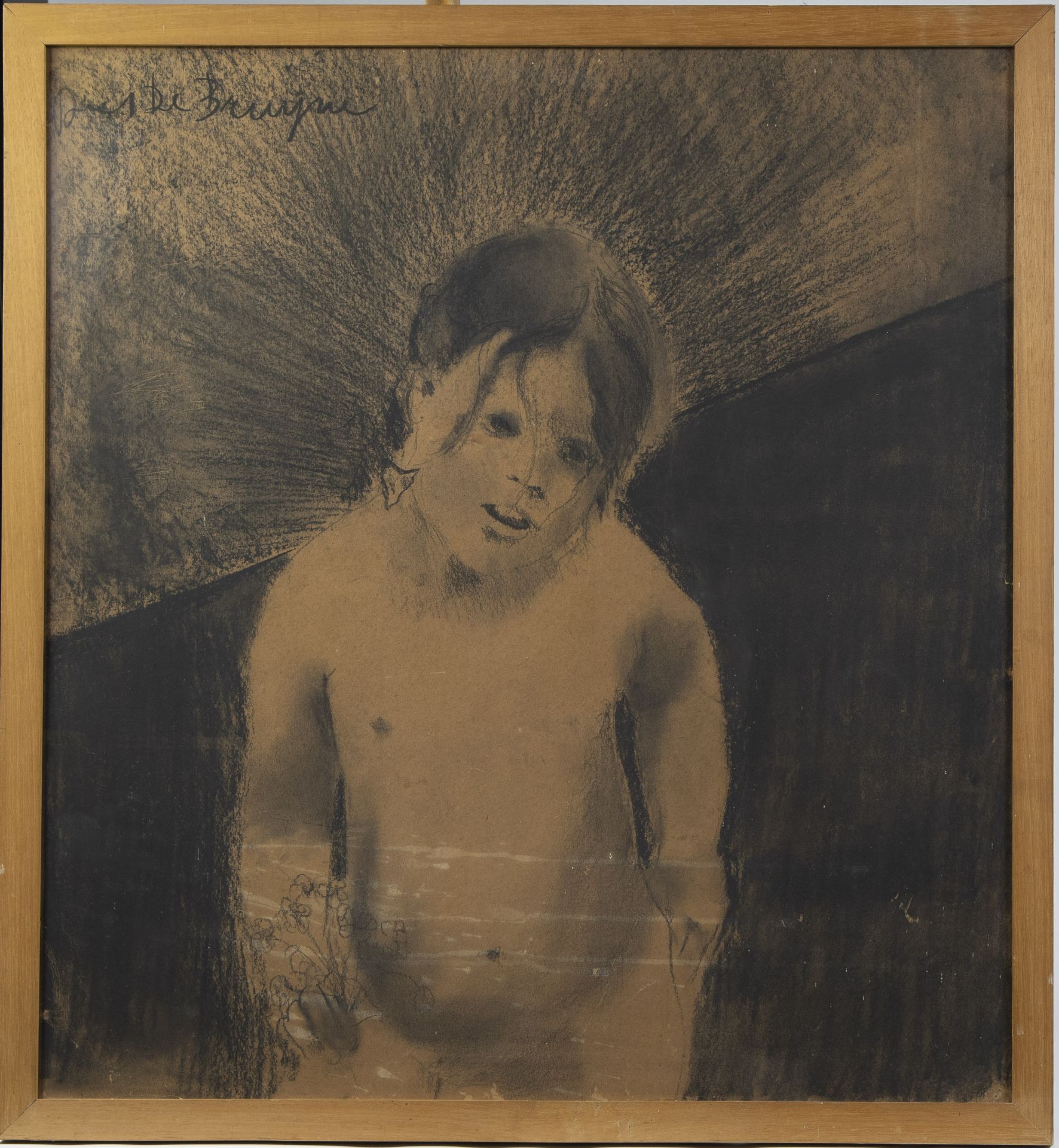 Dees DE BRUYNE (1940-1998), charcoal drawing Young girl, signed - Bild 2 aus 3