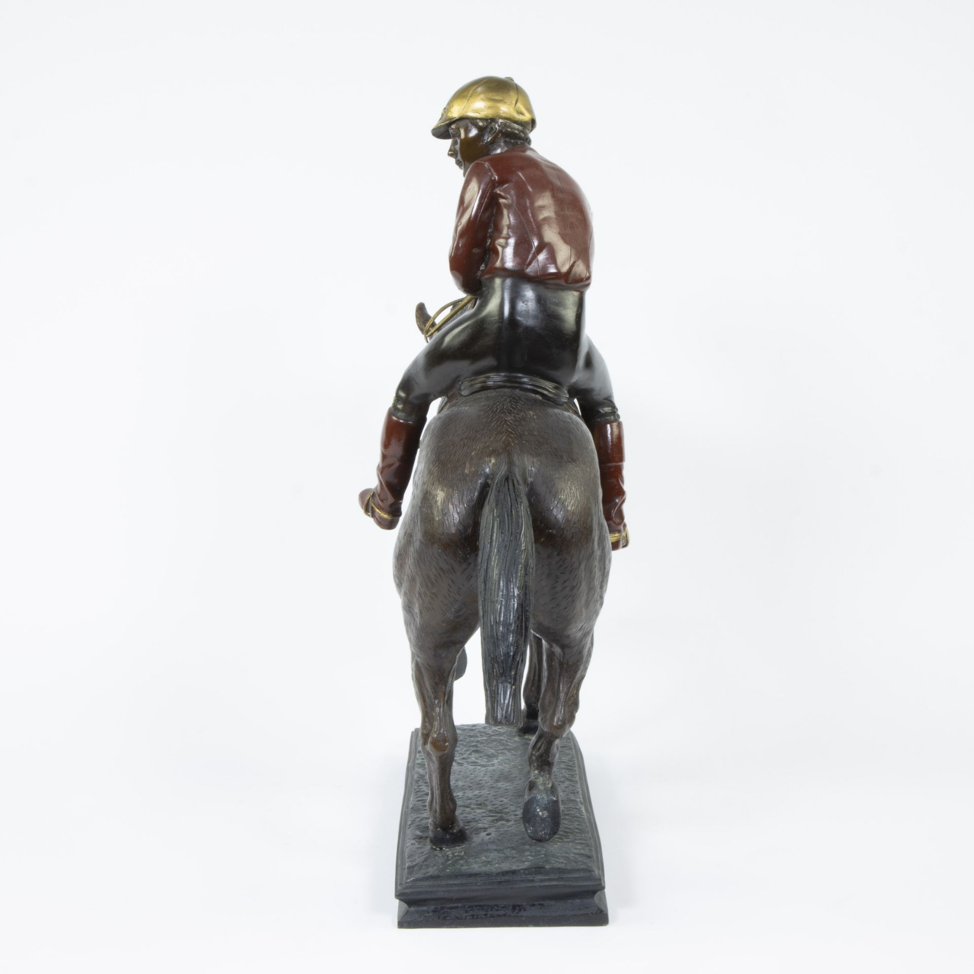 Polychromed bronze horse with Jockey, after Isidore Jules BONHEUR - Bild 3 aus 5