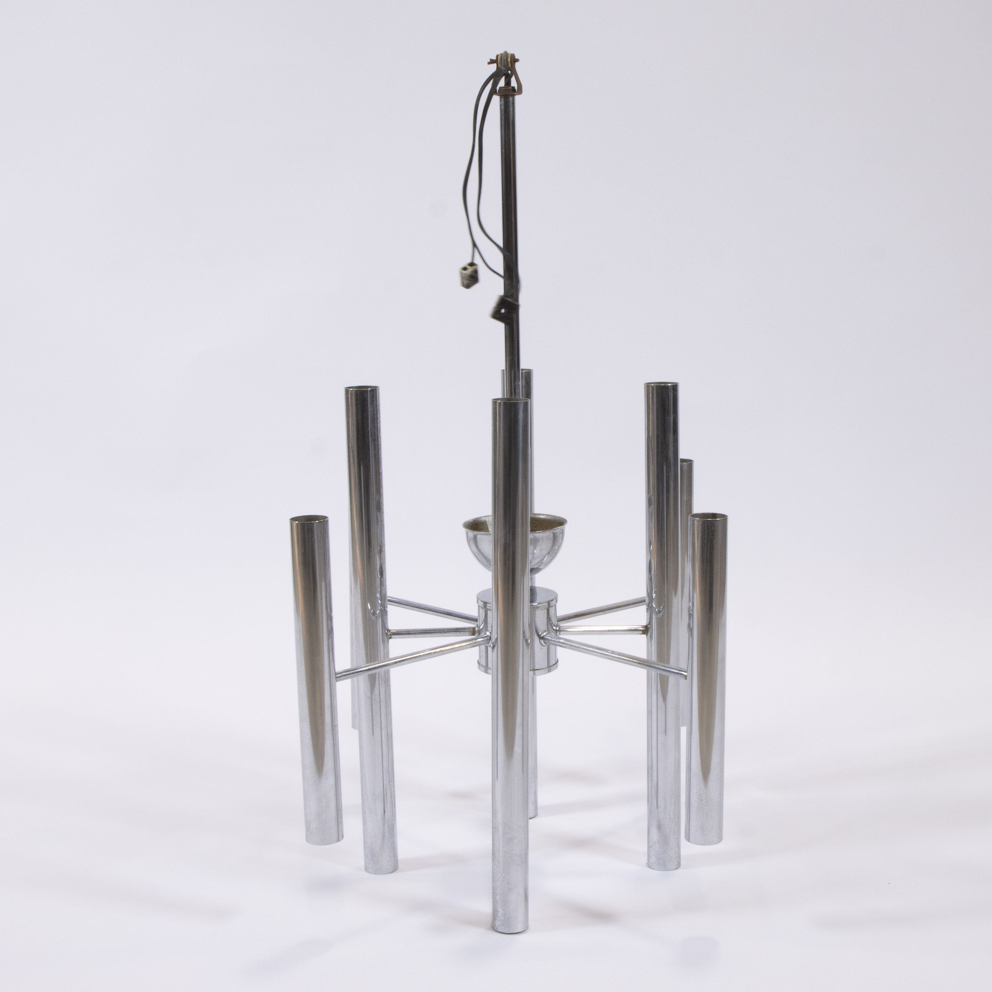 Beautiful vintage chrome chandelier, 1960s, probably design by Gaetano Sciolari - Image 3 of 4