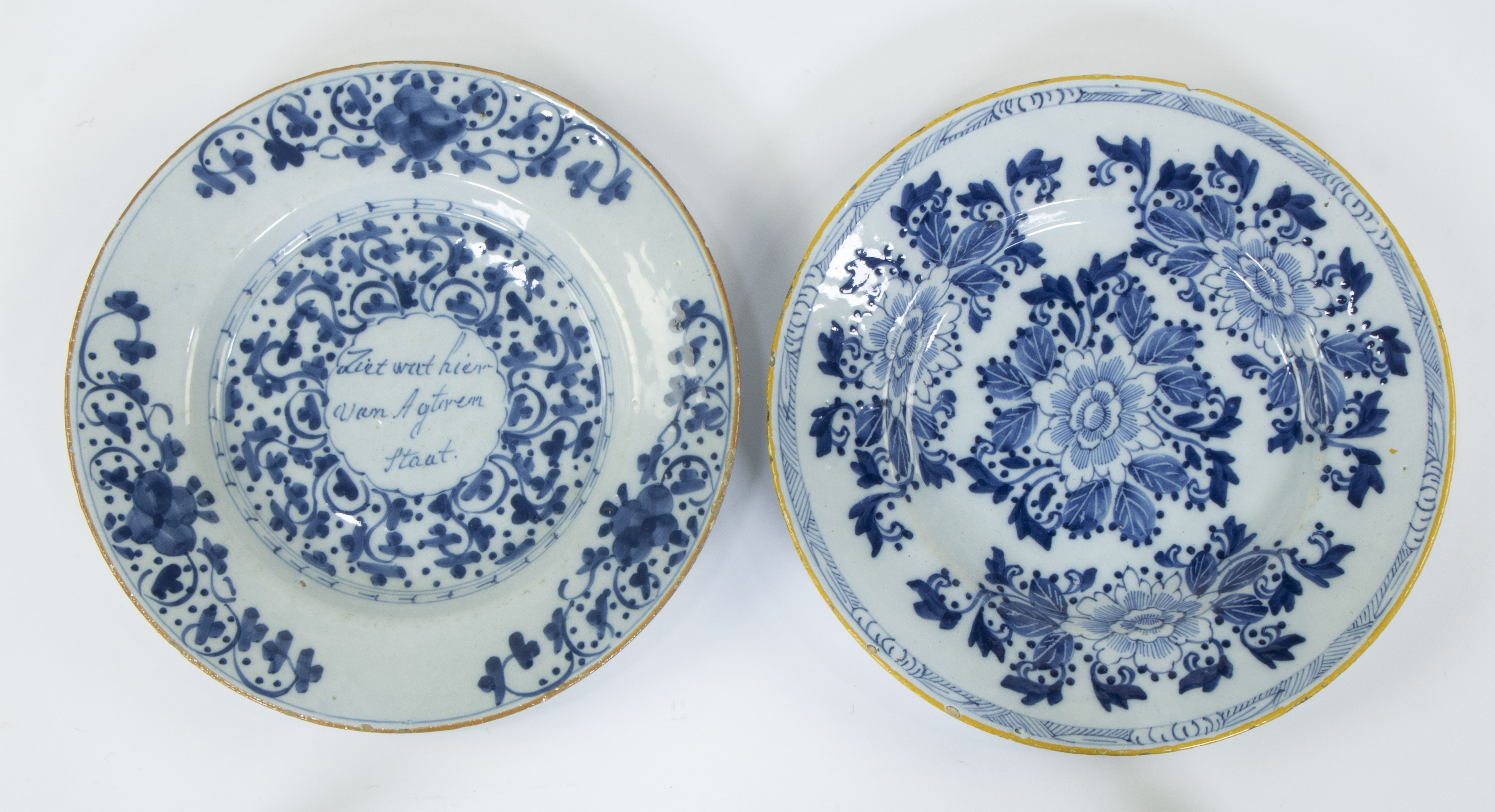 4 Delft plates, 18th century, The Claw (2) Van Den Briel - Greek A (1) - Image 2 of 5