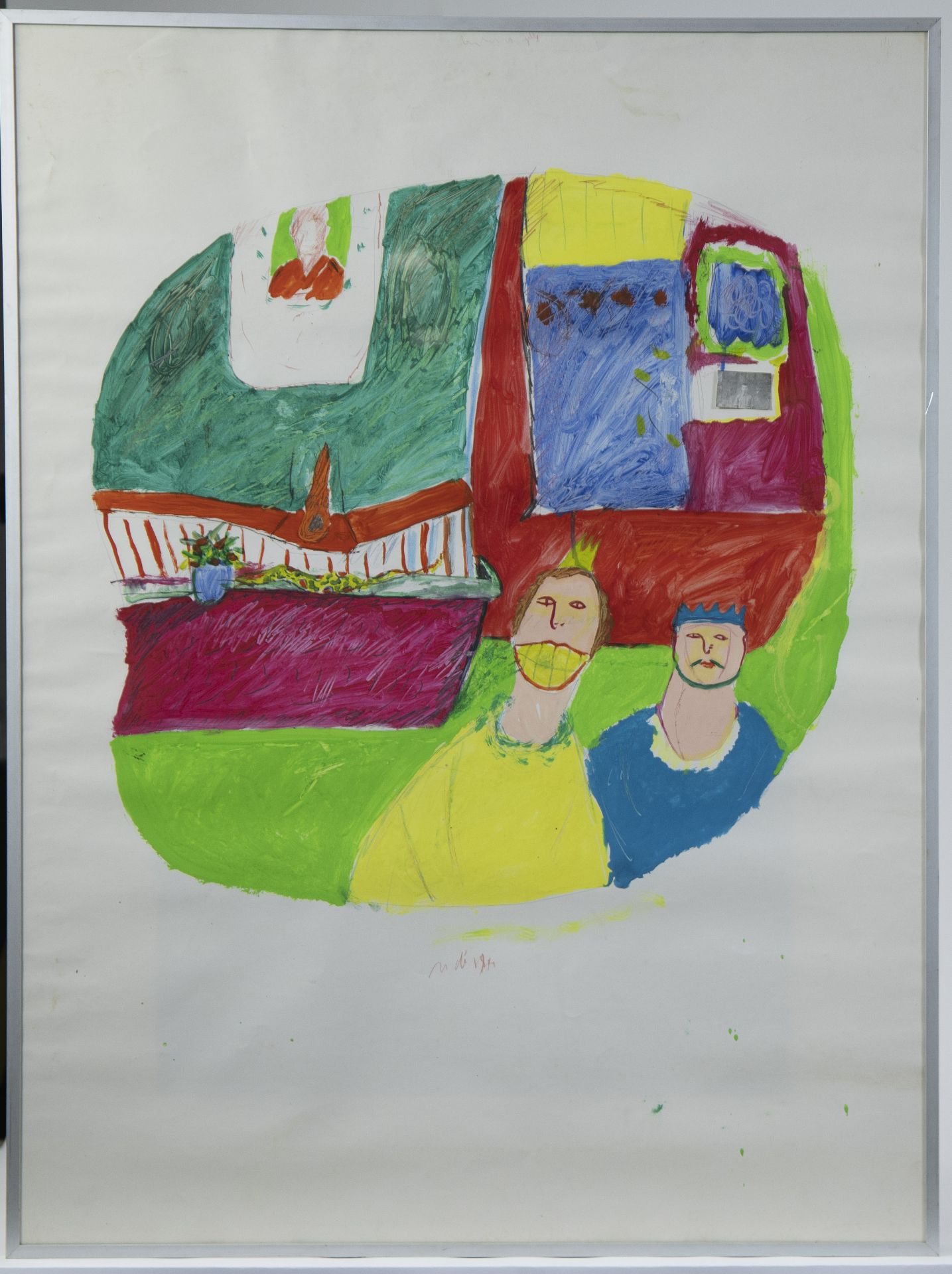 Mario DE BRABANDERE (1963), mixed media 'Koning Cocawijn en Koningin Fabicola', signed and dated 198 - Image 2 of 4