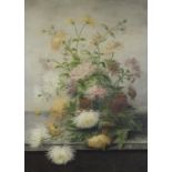 Henri JEHIN (1812-1880), oil on canvas Bouquet of dahlias on a stone, signed