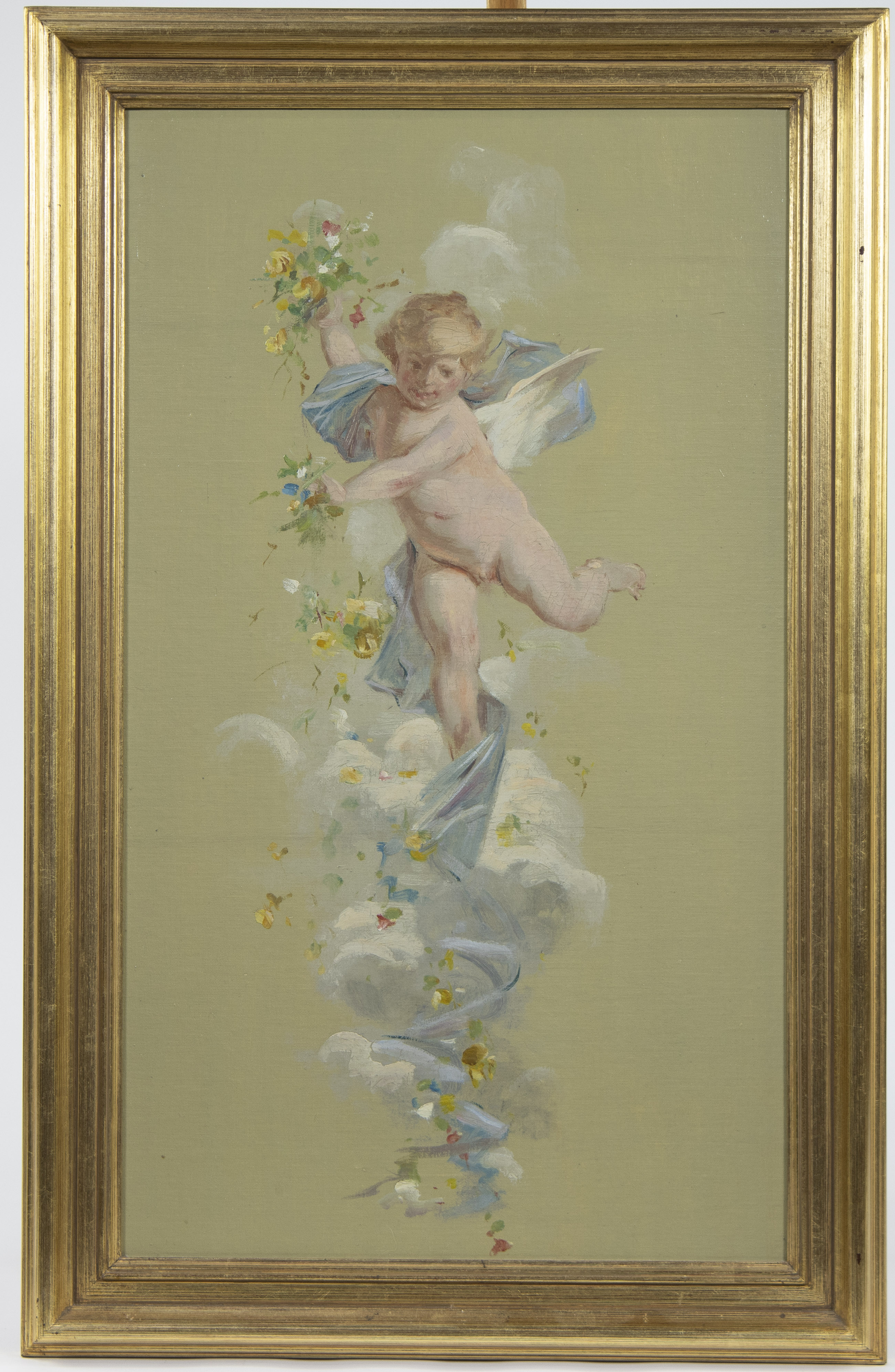 Triptych of oil on panel Angels, framed - Image 7 of 7