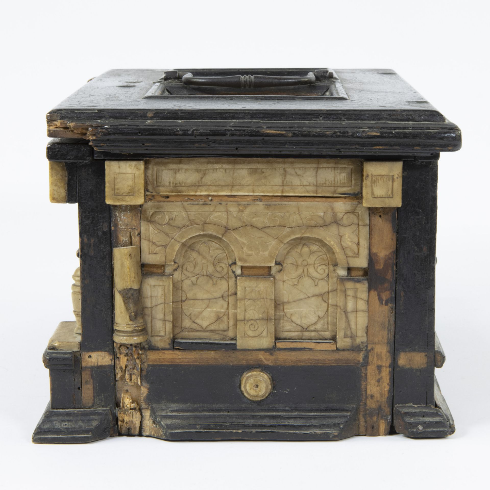 An early 17th century ebonised and alabaster table casket, Malines, circa 1630 - Image 3 of 6