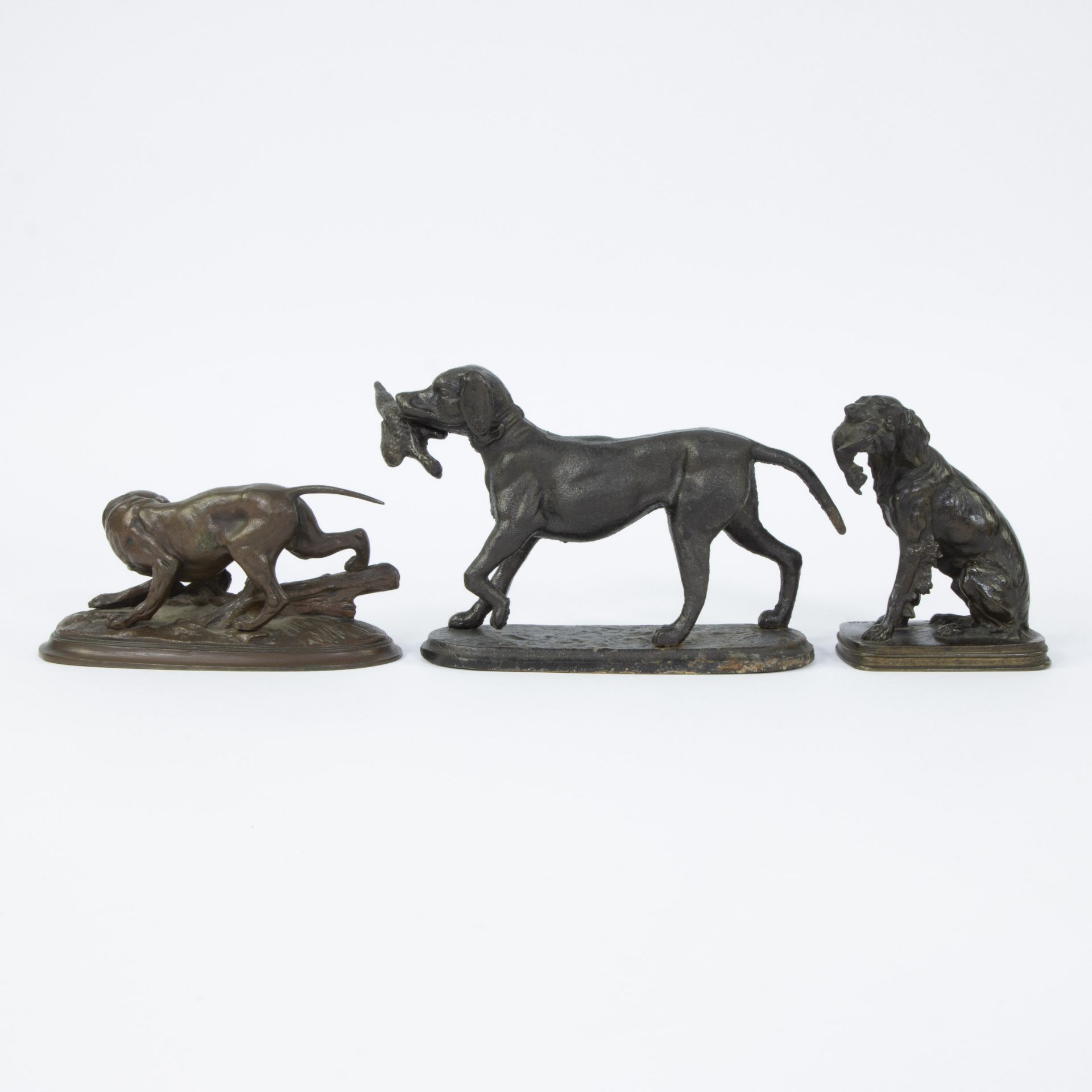 Ferdinand PAUTROT (1832-1874), bronze of a hunting dog, drawn and added hunting dog in cast iron and - Image 3 of 5