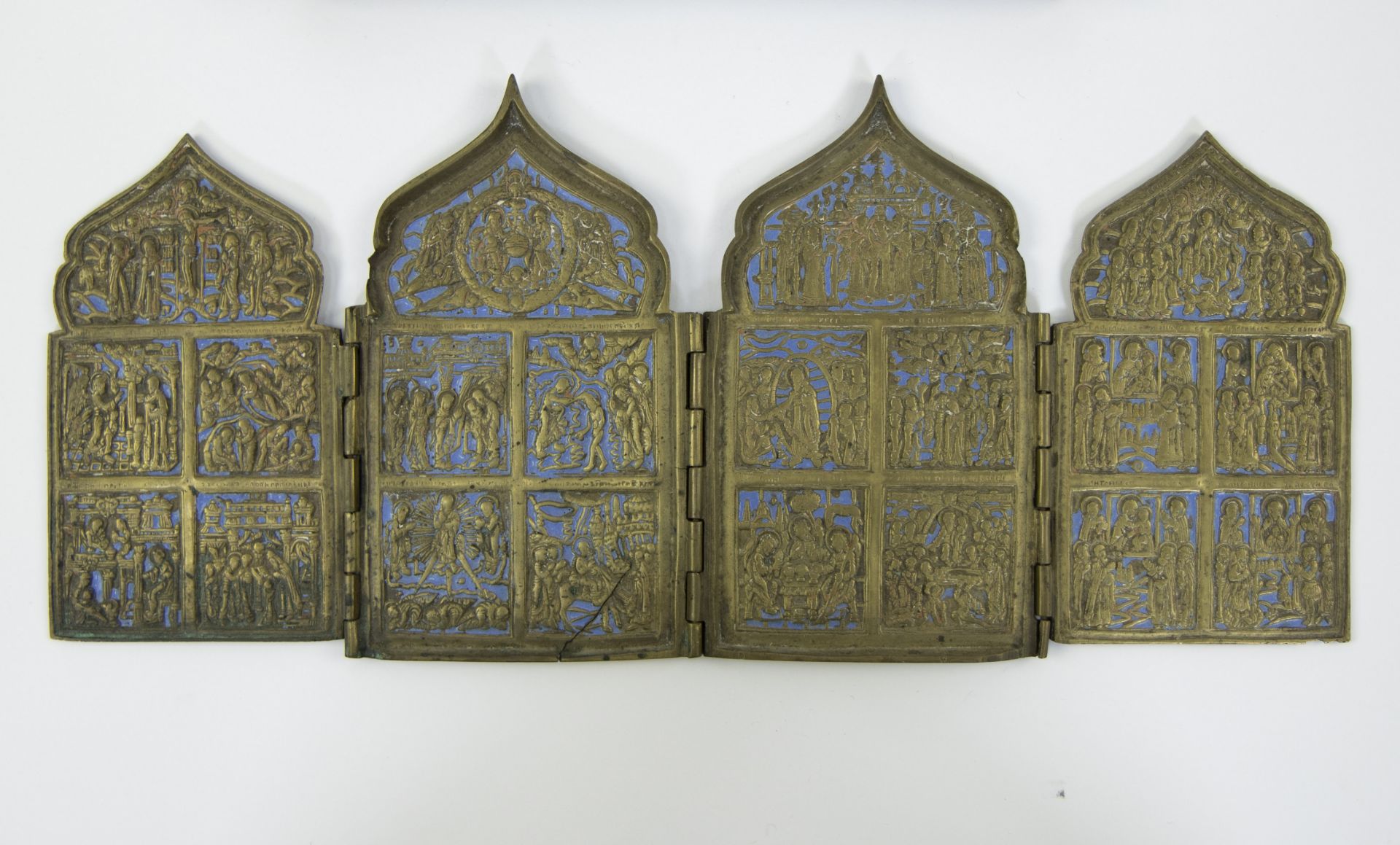 A bronze travel icon and 19th century Russian icon - Image 2 of 5