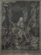 Nicolas Gabriel DUPUIS (1698-1771), engraving LOUIS XV en 1753, portrait de Louis XV assis sur son t