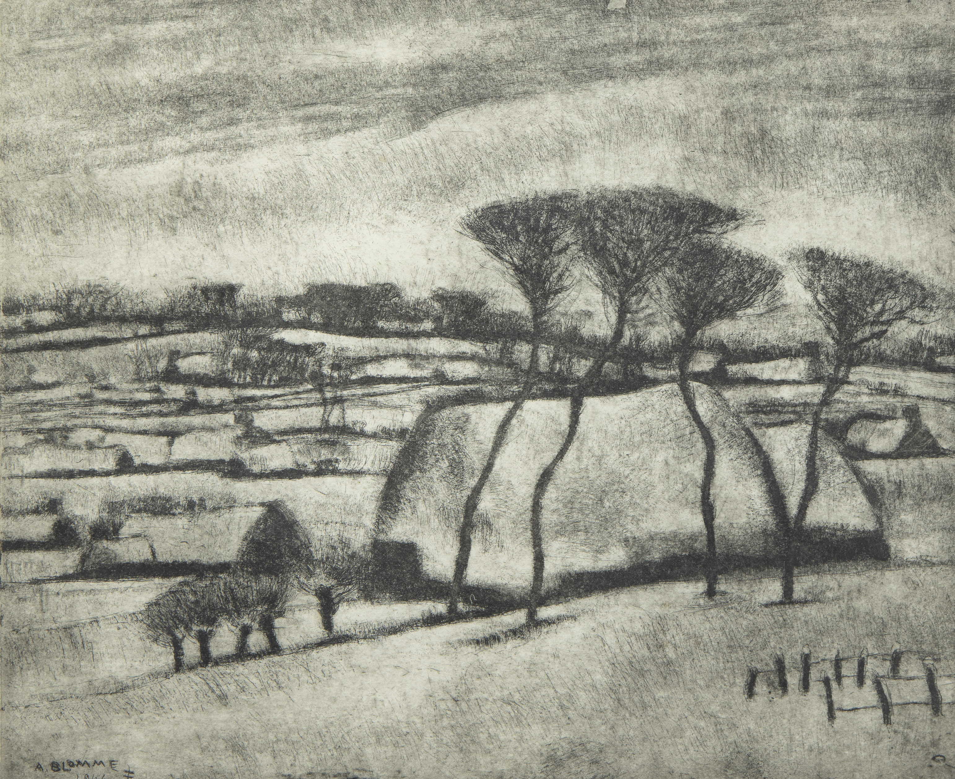 Alfons BLOMME (1889-1979), 2 etchings, signed and added 2 etchings by Clement De Porre, signed - Image 4 of 9