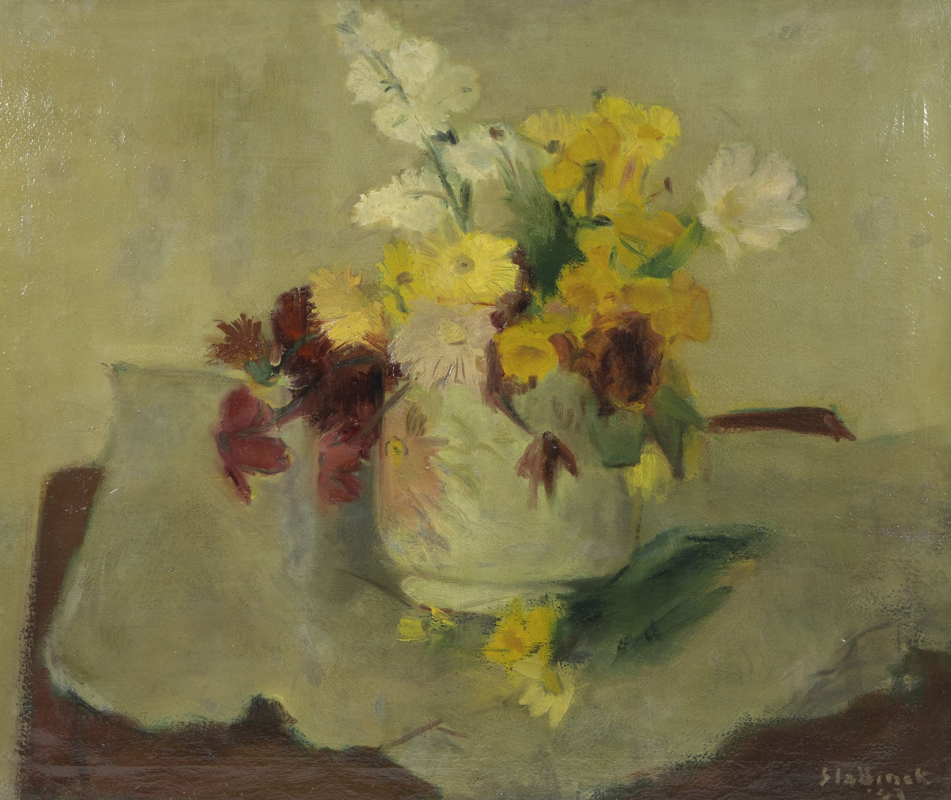 Rik SLABBINCK (1914-1991), oil on canvas Still life with flowers, signed and dated '43