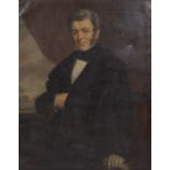 19th century oil on canvas portrait Van der Gracht, with coat of arms