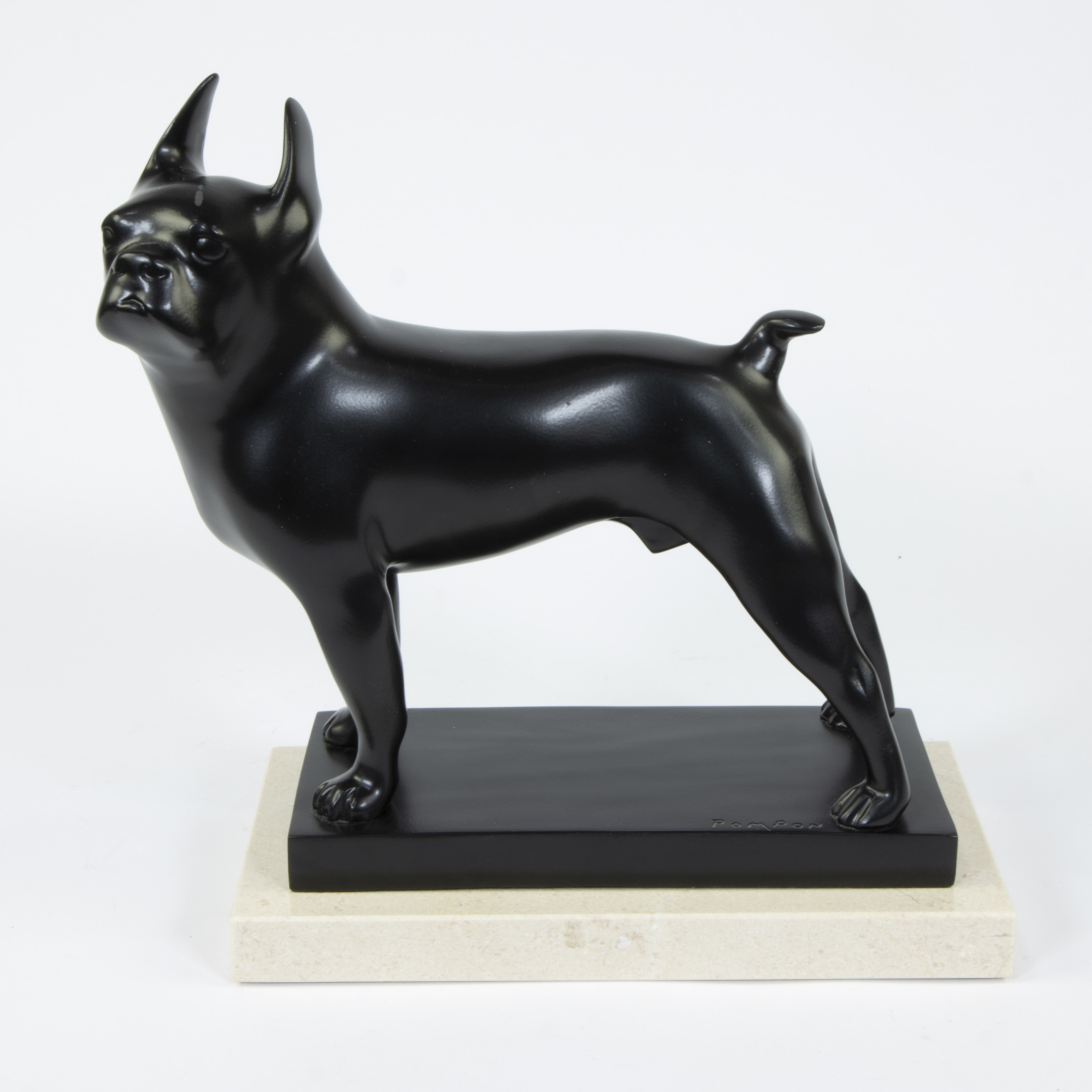 François POMPON (1855-1933), sculpture in bronze with black patina 'Toy Boston terrier', signed Pomp