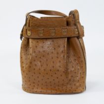 Delvaux Cerceau in cognac ostrich with dust bag