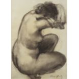 Hubert MALFAIT (1898-1971), charcoal drawing Nude, signed