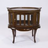 Art Deco oak bar cabinet with cut glass and removable tray, 1940s