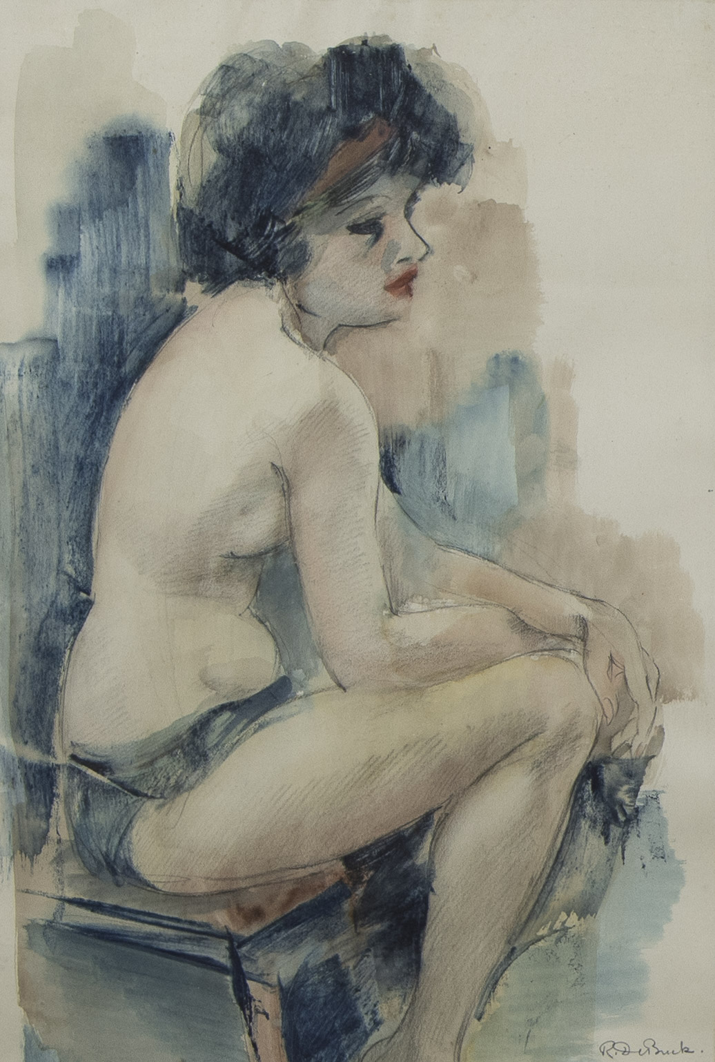 Raphael DE BUCK (1902-1986), 2 watercolours and a drawing, signed - Image 9 of 10