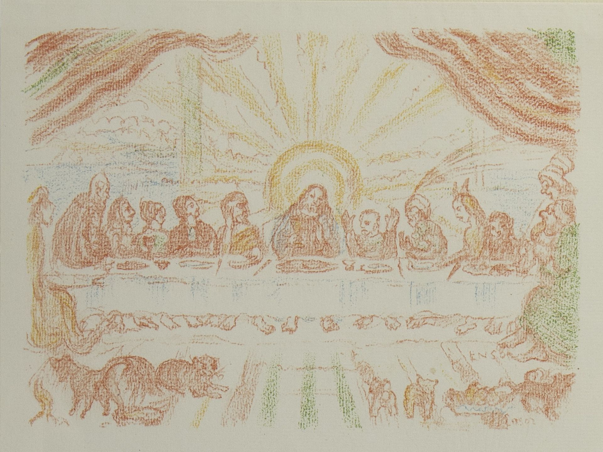 James ENSOR (1860-1949), lithograph from the series Scènes de la vie du Christ, La Cène, signed in t