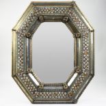 Venetian octagonal mirror with decoration of flowers in enamel and glass, 19th century