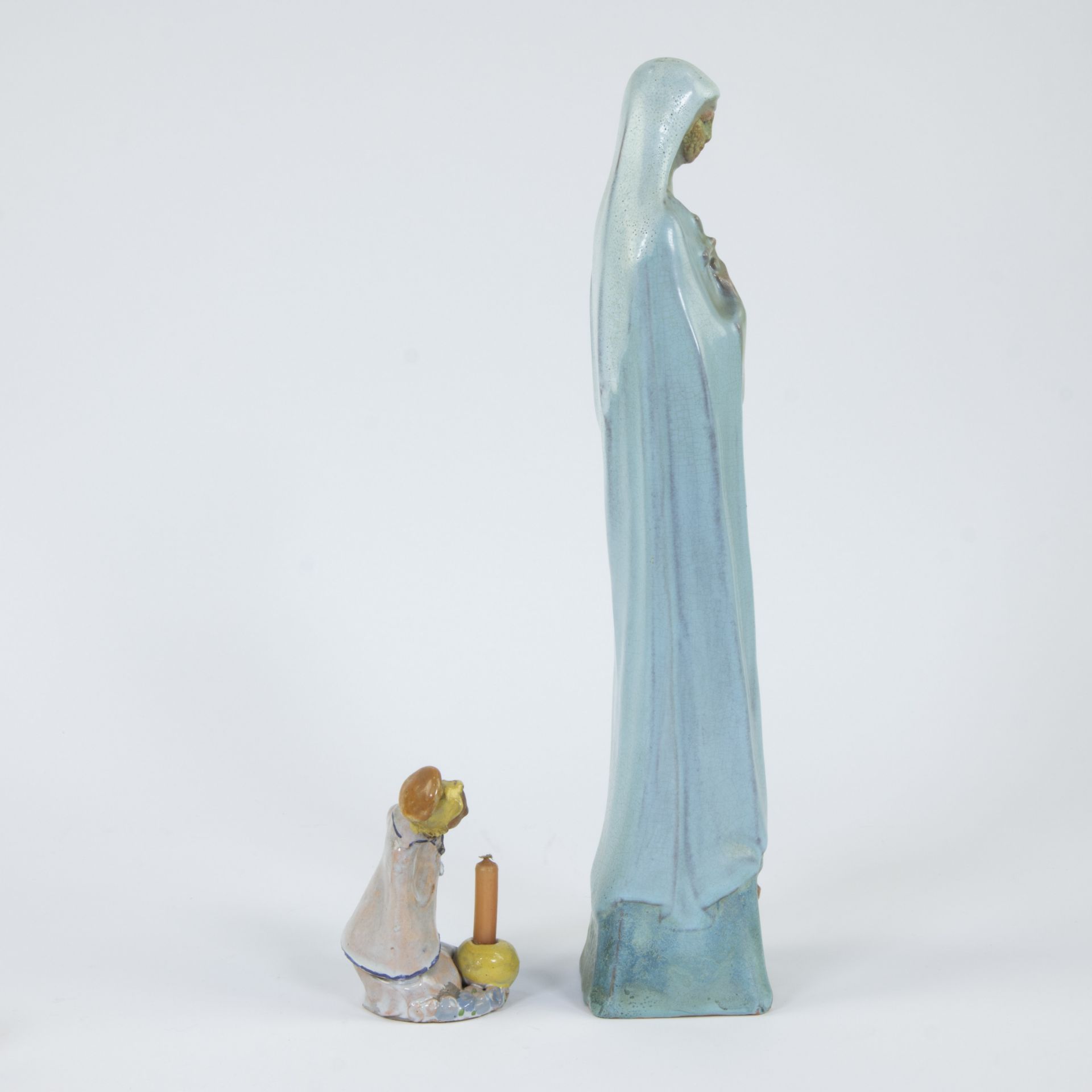 Domien INGELS (1881-1946), OLV and seated OLV in glazed ceramic and bronze medal - Image 4 of 5