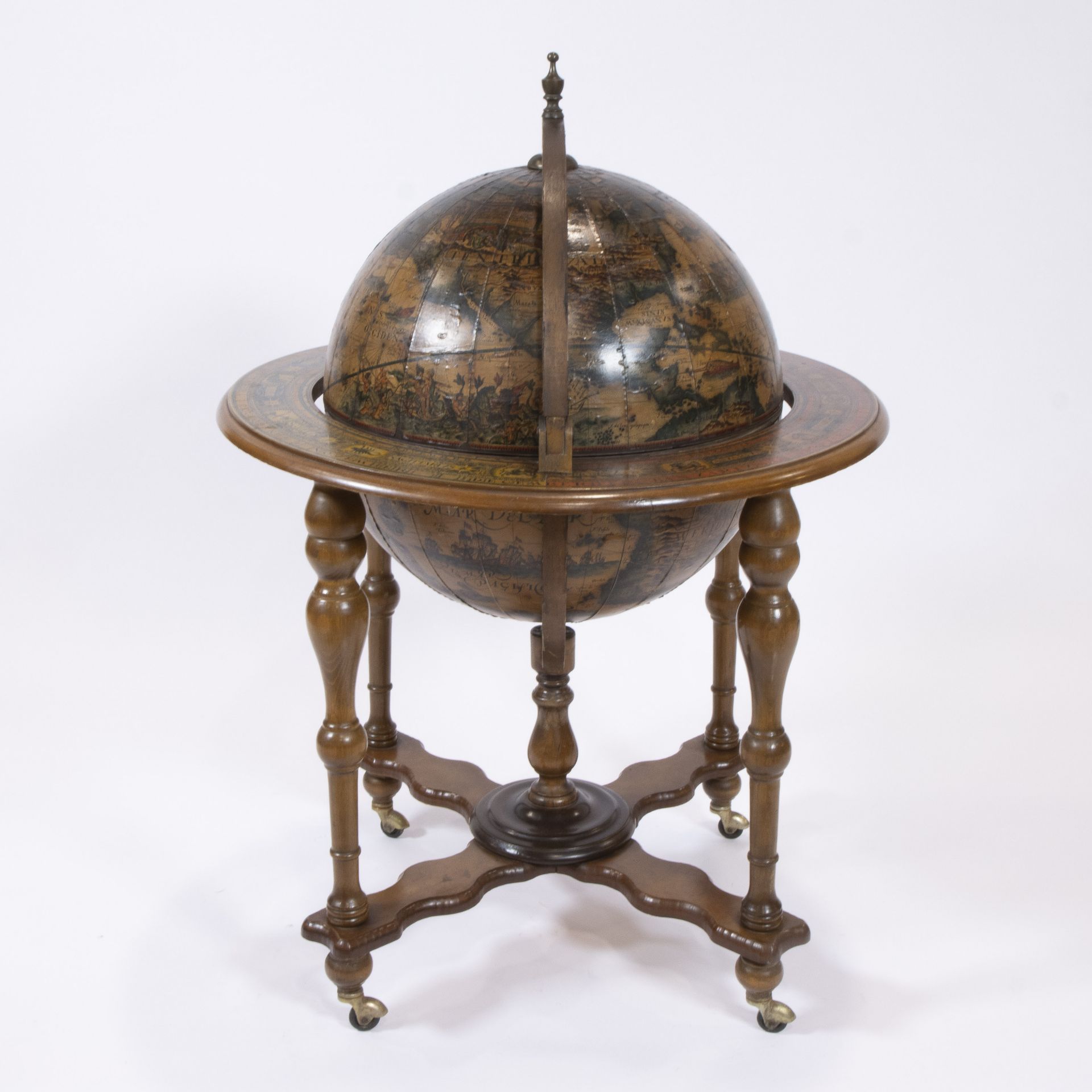 Globe in wood with bar, 1950s - Image 5 of 5