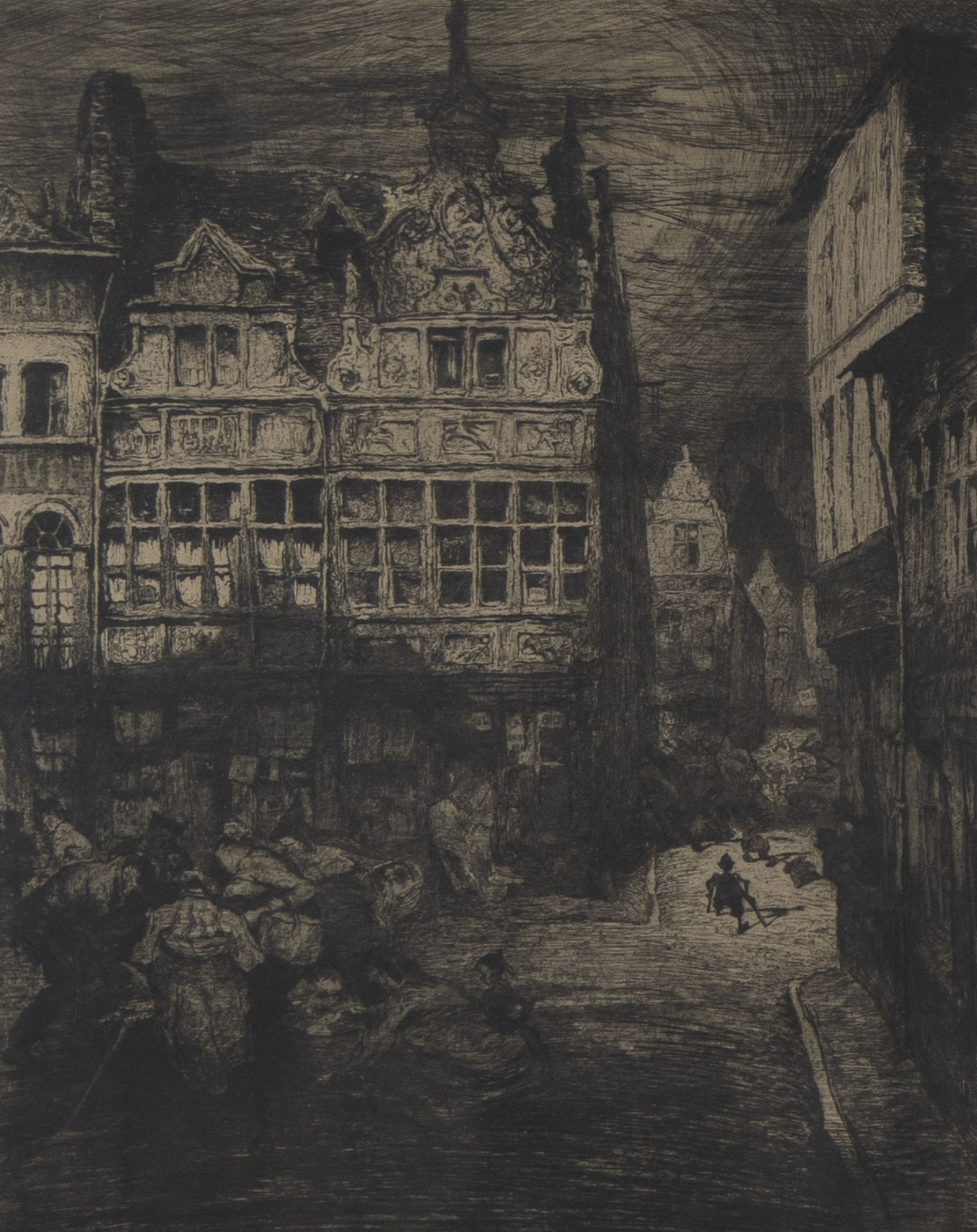 Jules DE BRUYCKER (1870-1945), etching Maison Palfijn Gand, numbered 66/150 and signed