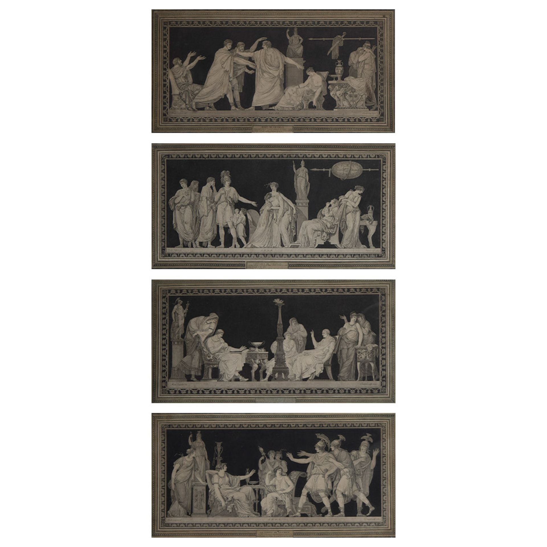 Jean-François JANINET (1752-1814), set of 4 etchings/aquatint Mort de Lucrèce, La Vertu de Lucrèce,