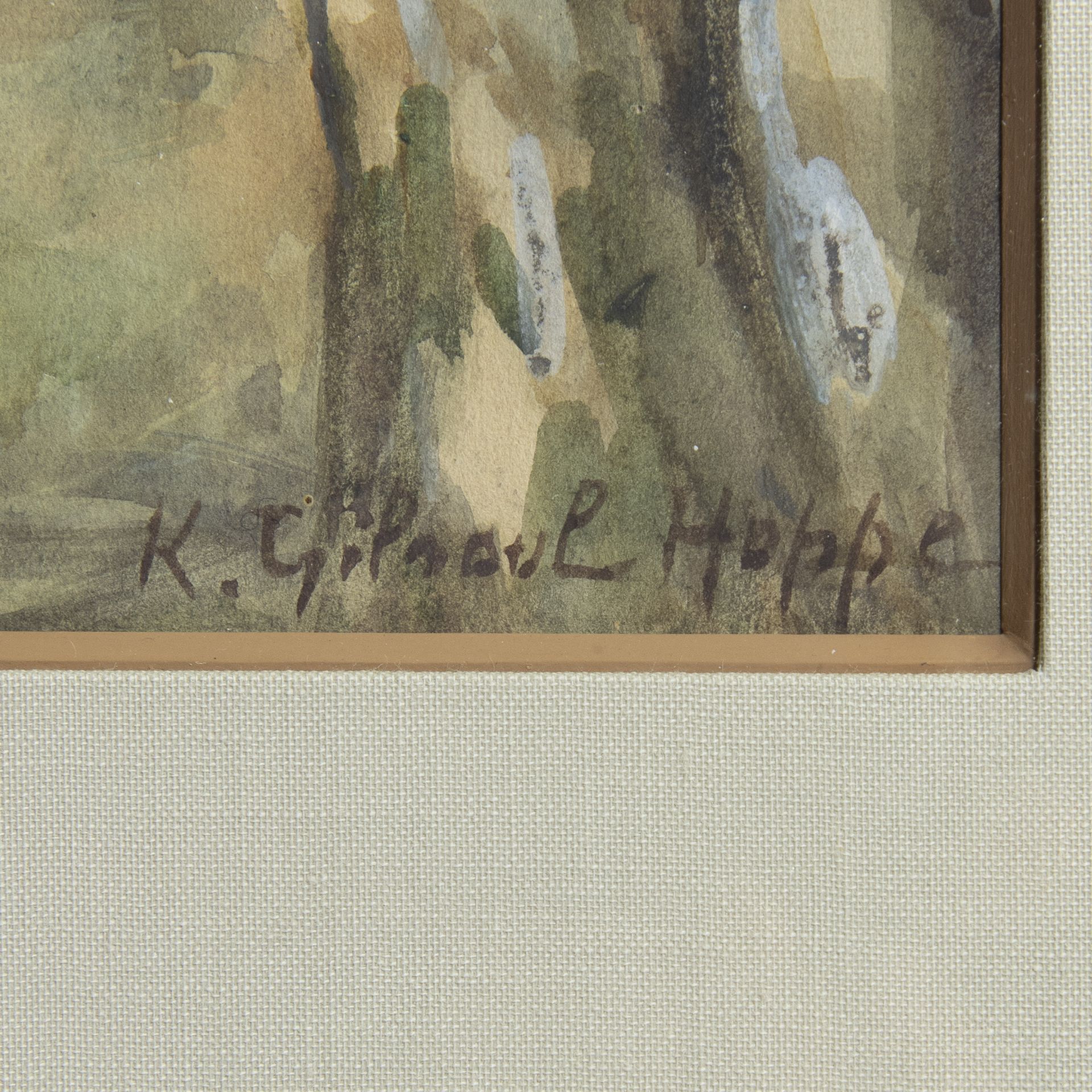 Ketty GILSOUL-HOPPE (1868-1939), watercolour Farmhouse in the forest, signed - Bild 3 aus 3